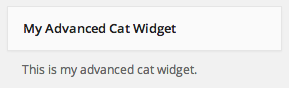 My Advanced Cat Widget in the WP admin